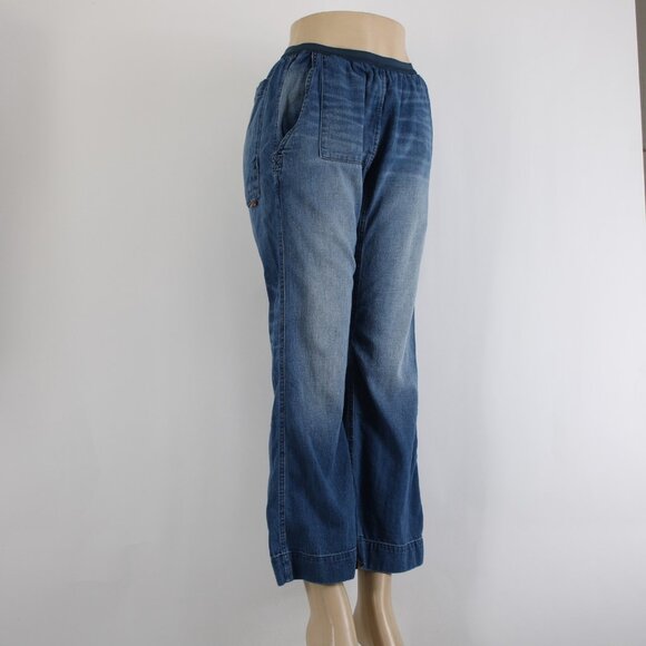 Life Nature Love Jeans Sz S X 30 Blue Denim Elastic Waist Pockets 100% Cotton - Picture 4 of 12